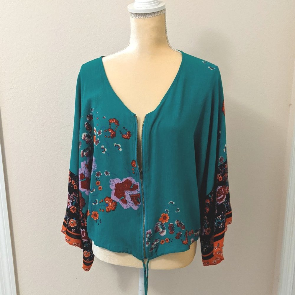 Xhilaration Floral Turquoise Jacket